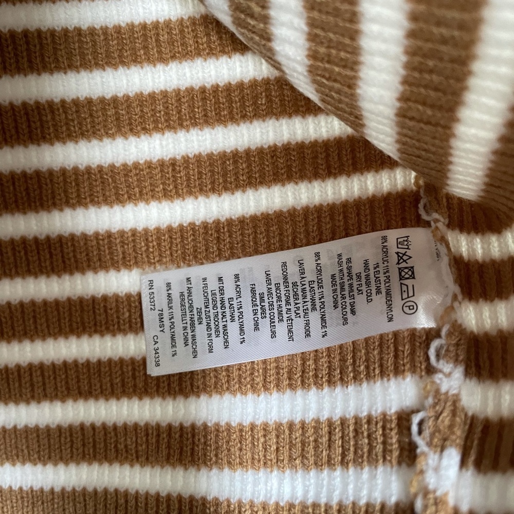 French Connection Tan and White Striped Turtleneck Sweater - Picture 7 of 8